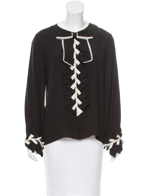 chanel long sleeve shirt|Chanel blouses tops.